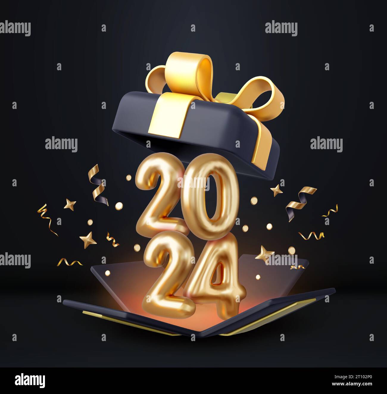 3d Happy New Year 2024. Stock Vector