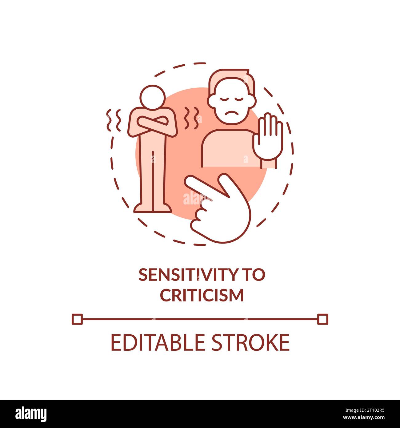 2D red linear icon sensitivity to criticism concept Stock Vector Image