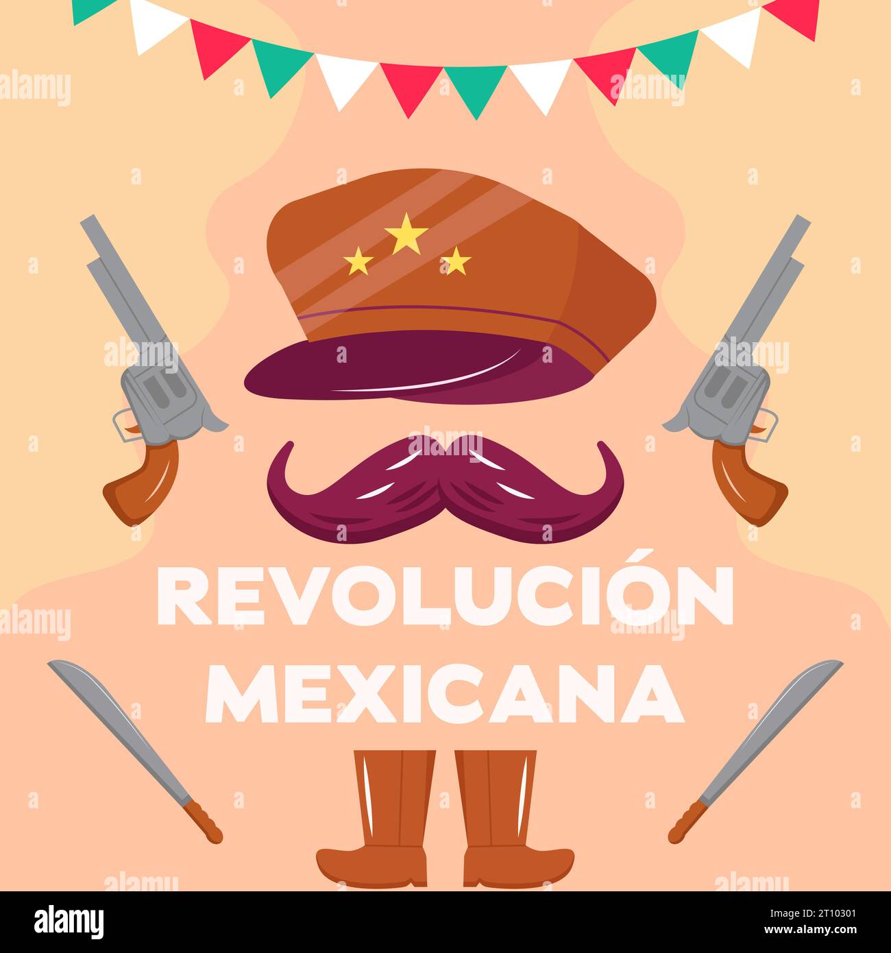 revolucion mexicana design concept illustration in flat style Stock Vector