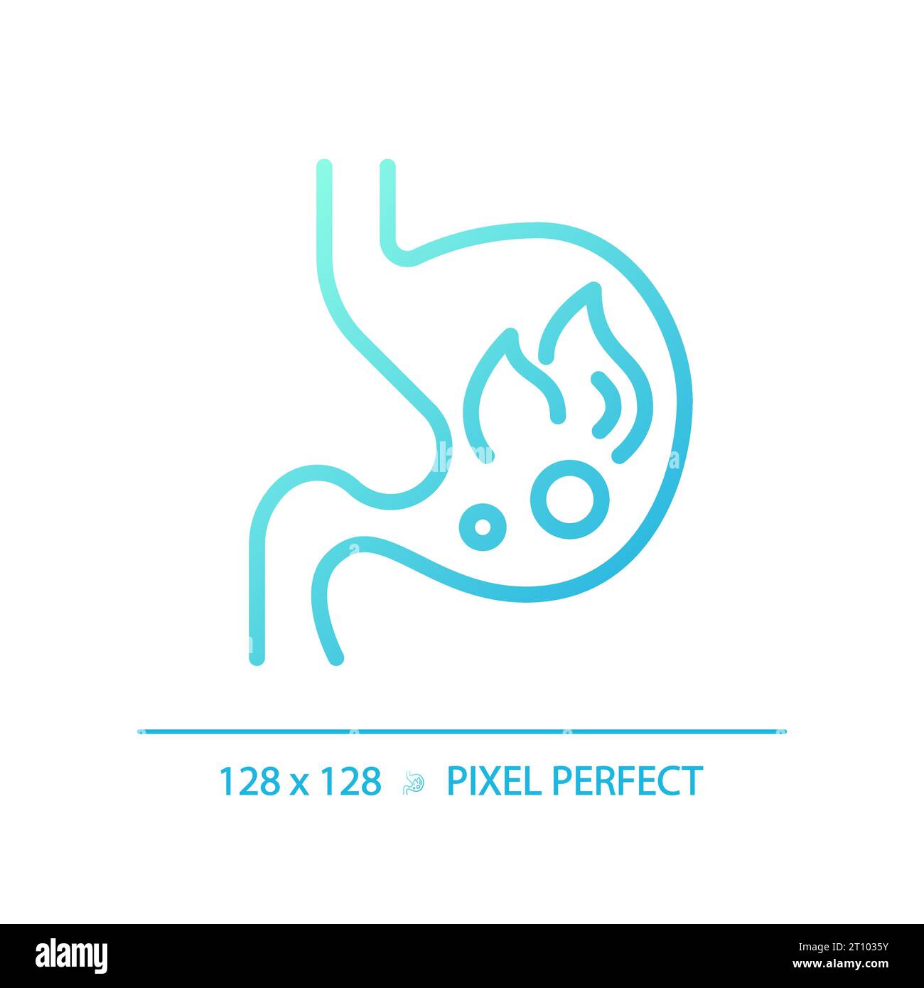 2D thin line gradient burning stomach icon Stock Vector