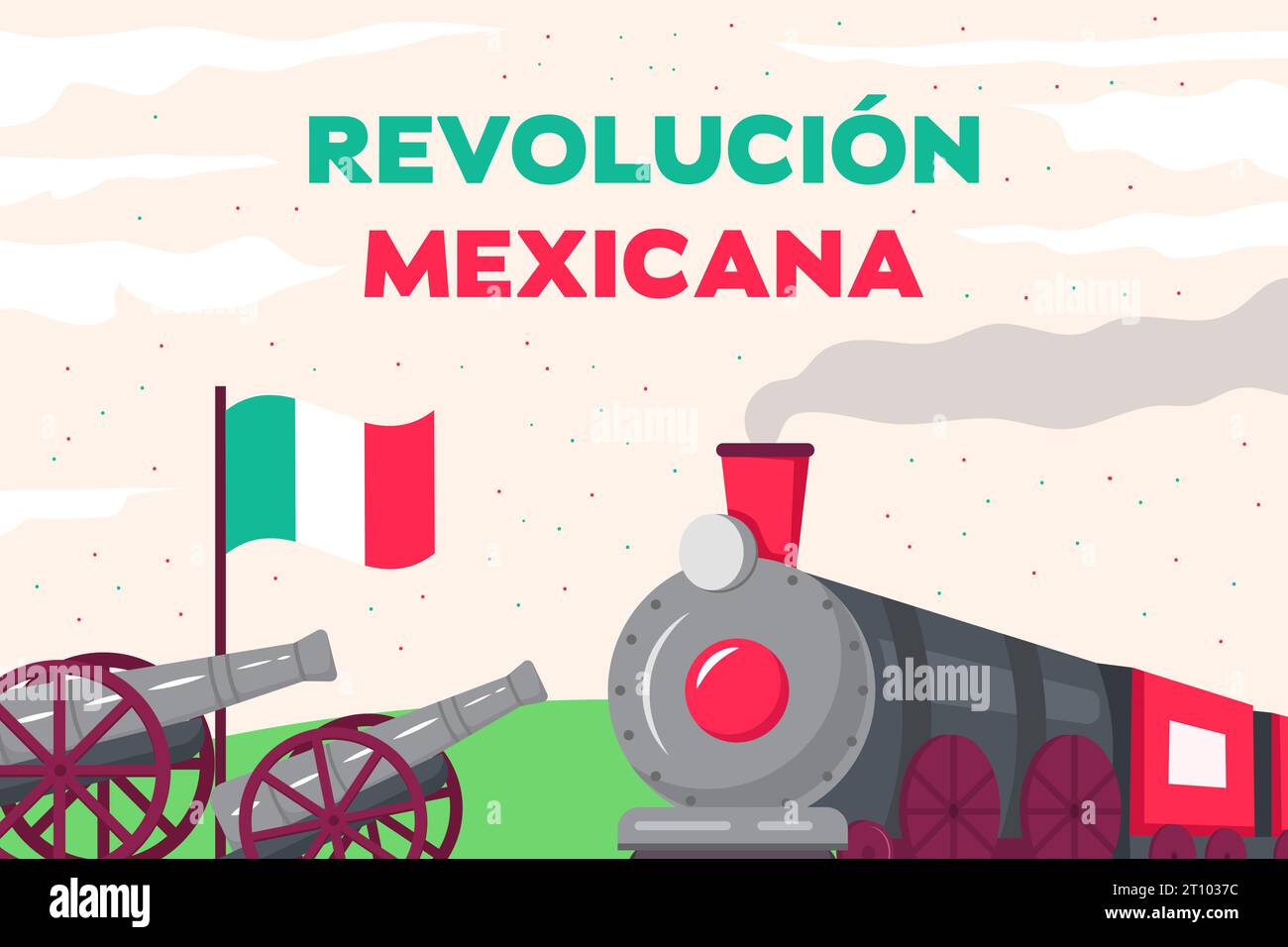 flat design revolucion mexicana background illustration Stock Vector