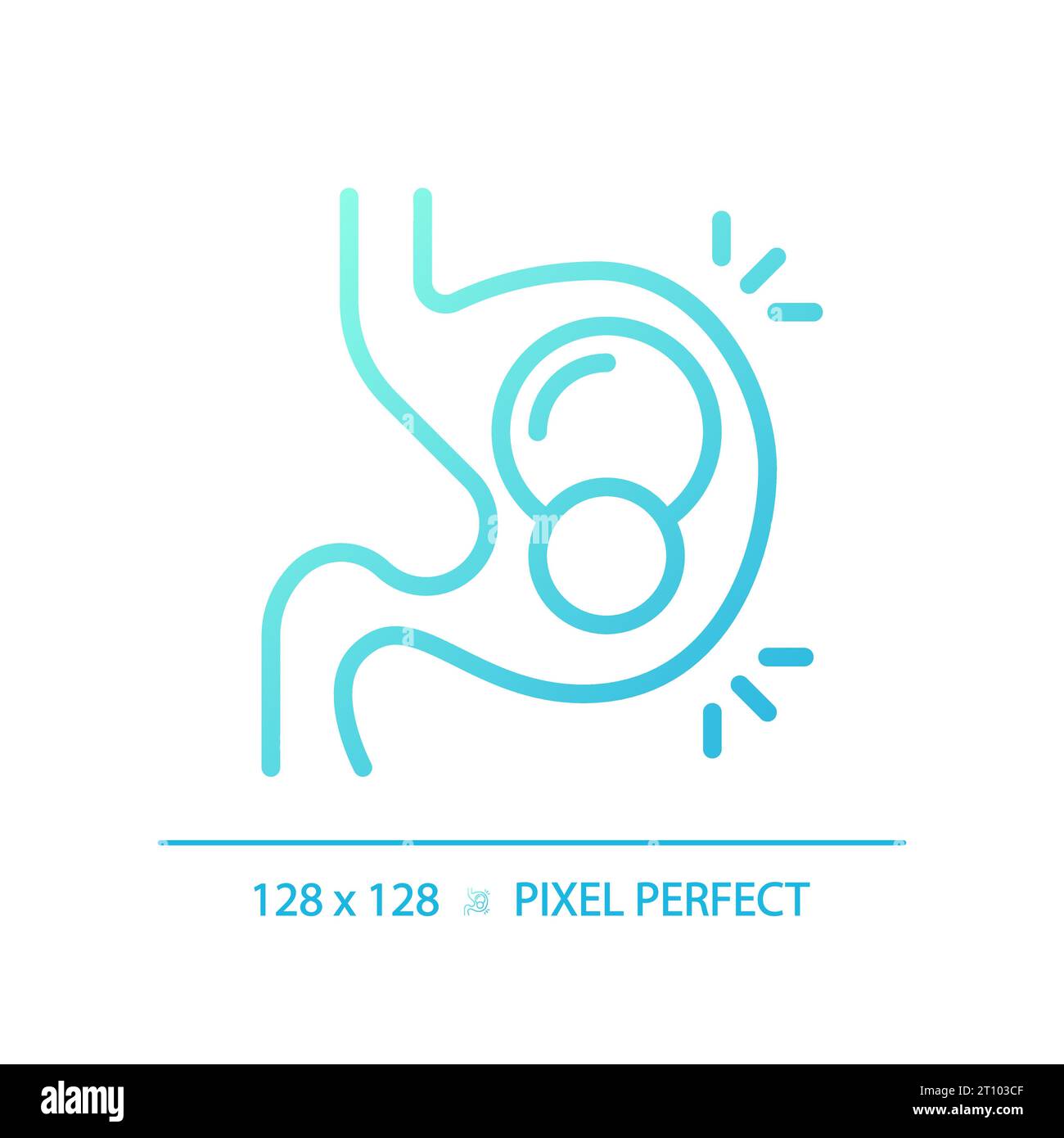 2D thin line gradient pills in stomach icon Stock Vector
