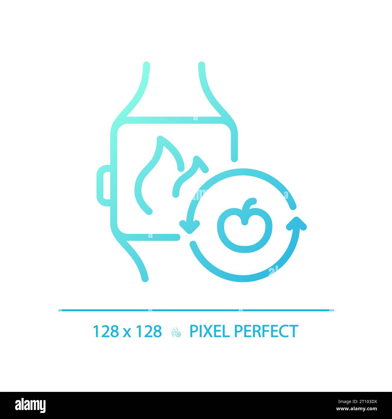 2D thin line gradient smartwatch with fruit icon Stock Vector