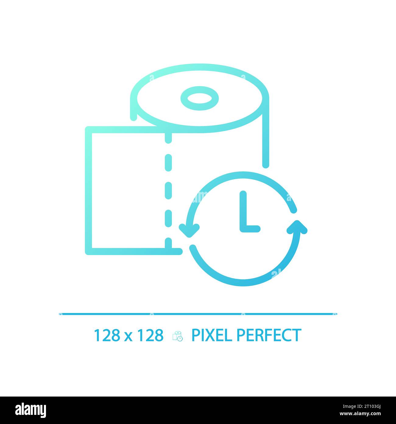 2D thin line gradient toilet paper with clock icon Stock Vector