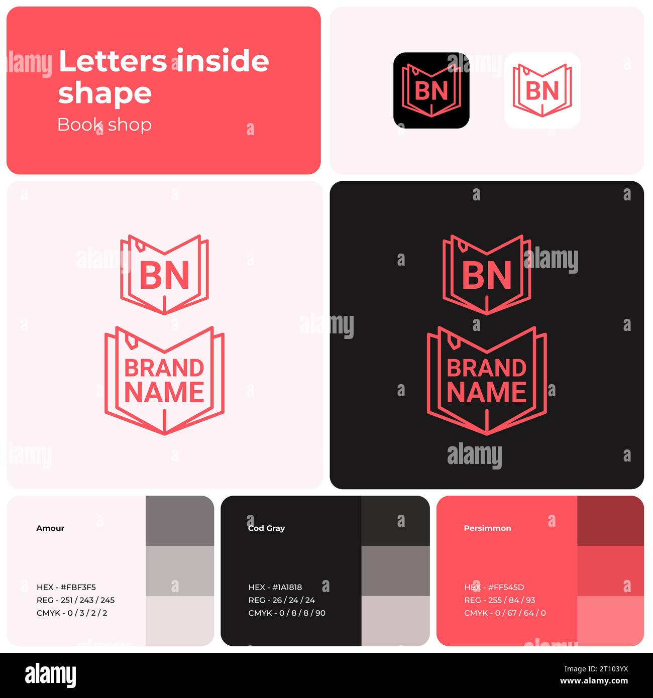 Book shop template with creative brand logo Stock Vector