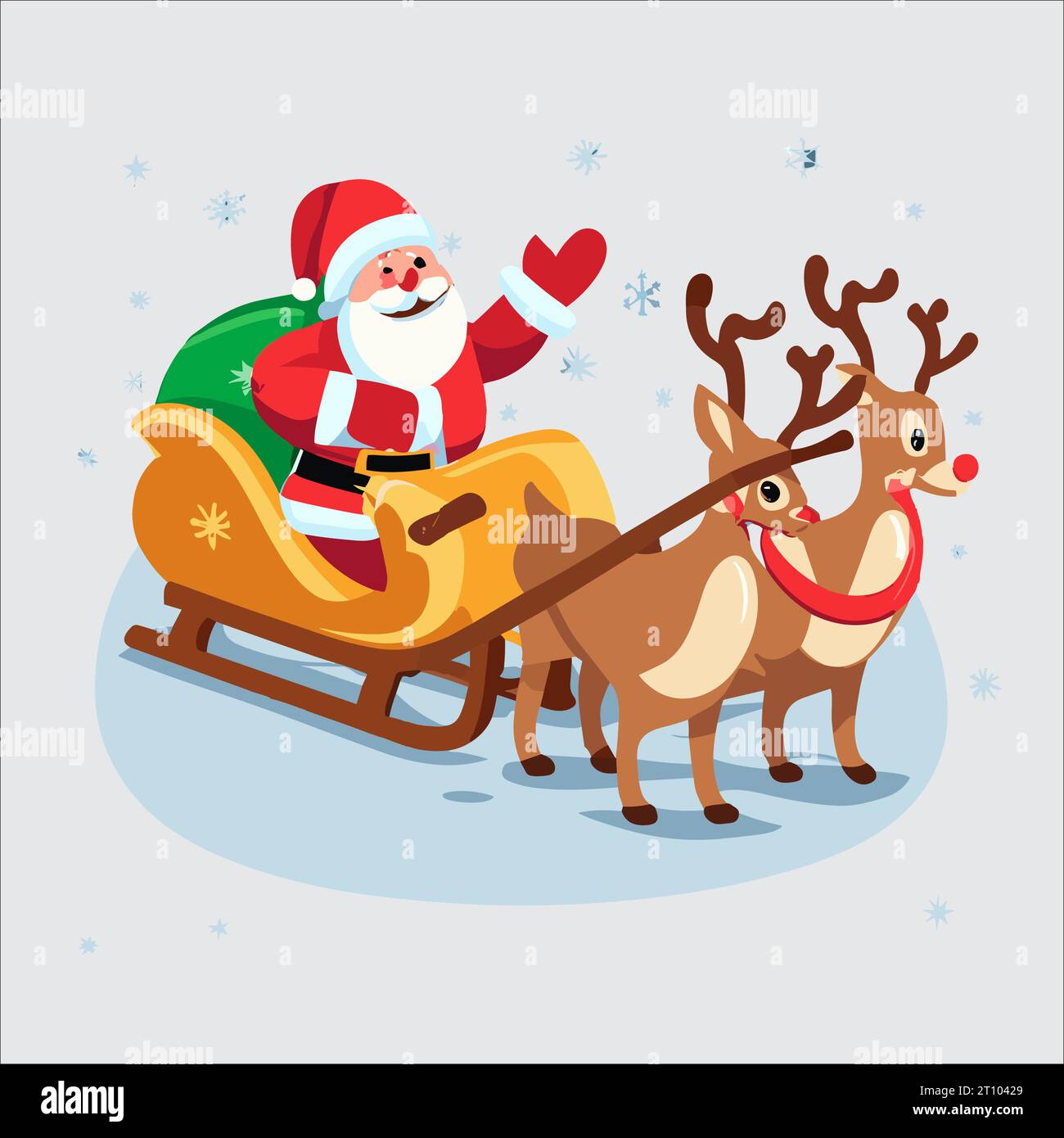 Vector of a happy Santa Claus flying in the night sky with a full bag ...