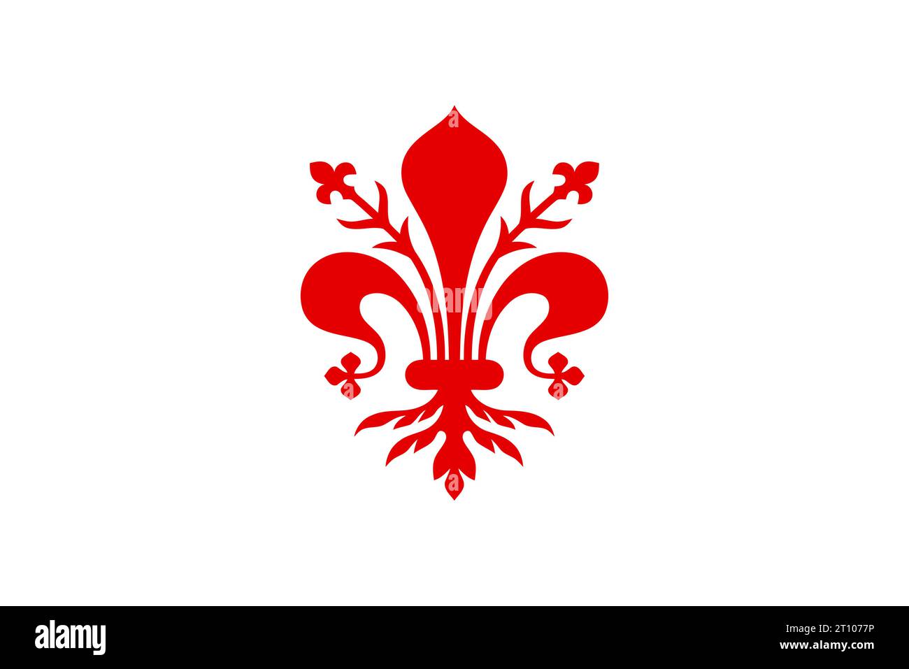Flag of Florence vector illustration. Coat of arms of Florence - Tuscany, vector illustration. The fleur de lis of Florence, symbol of Florence, Italy Stock Vector
