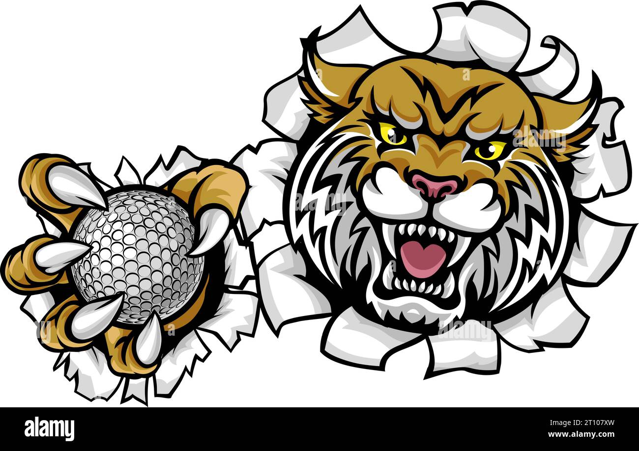 Wildcat Bobcat Cat Cougar Golf Ball Mascot Stock Vector Image & Art Alamy