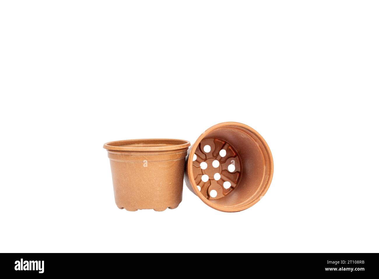 Flexible plastic pots for plants with drainage holes Stock Photo