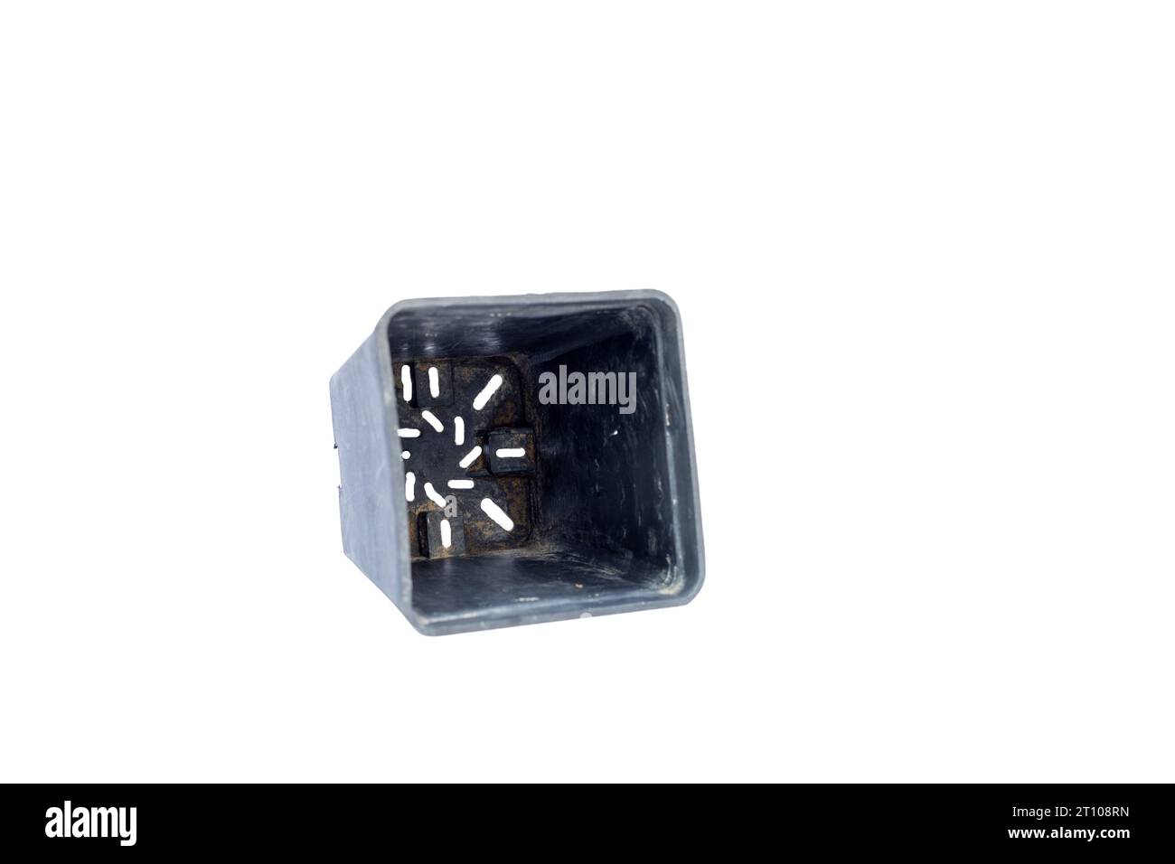 Rectangular plastic container for plants with drainage holes on