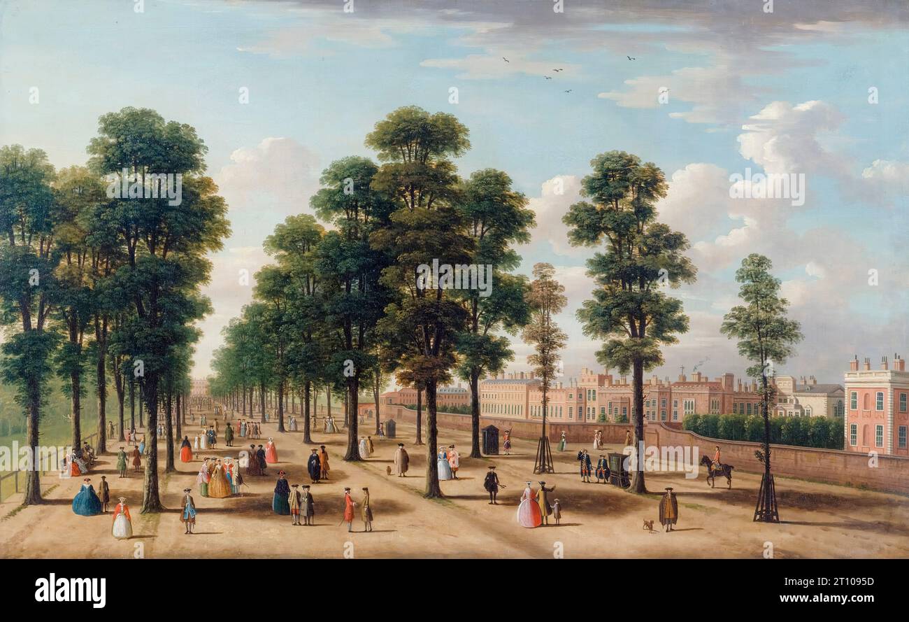 The Mall (London), 18th Century landscape painting in oil on canvas 1740-1750 Stock Photo
