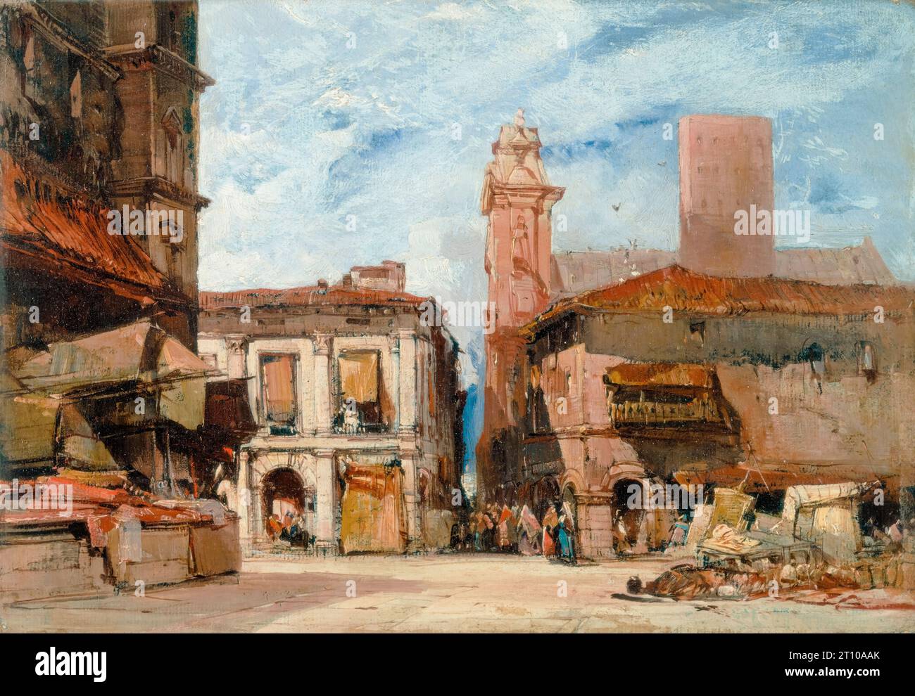 Bologna, Italy, painting in oil on paper, mounted on canvas circa 1826 Stock Photo