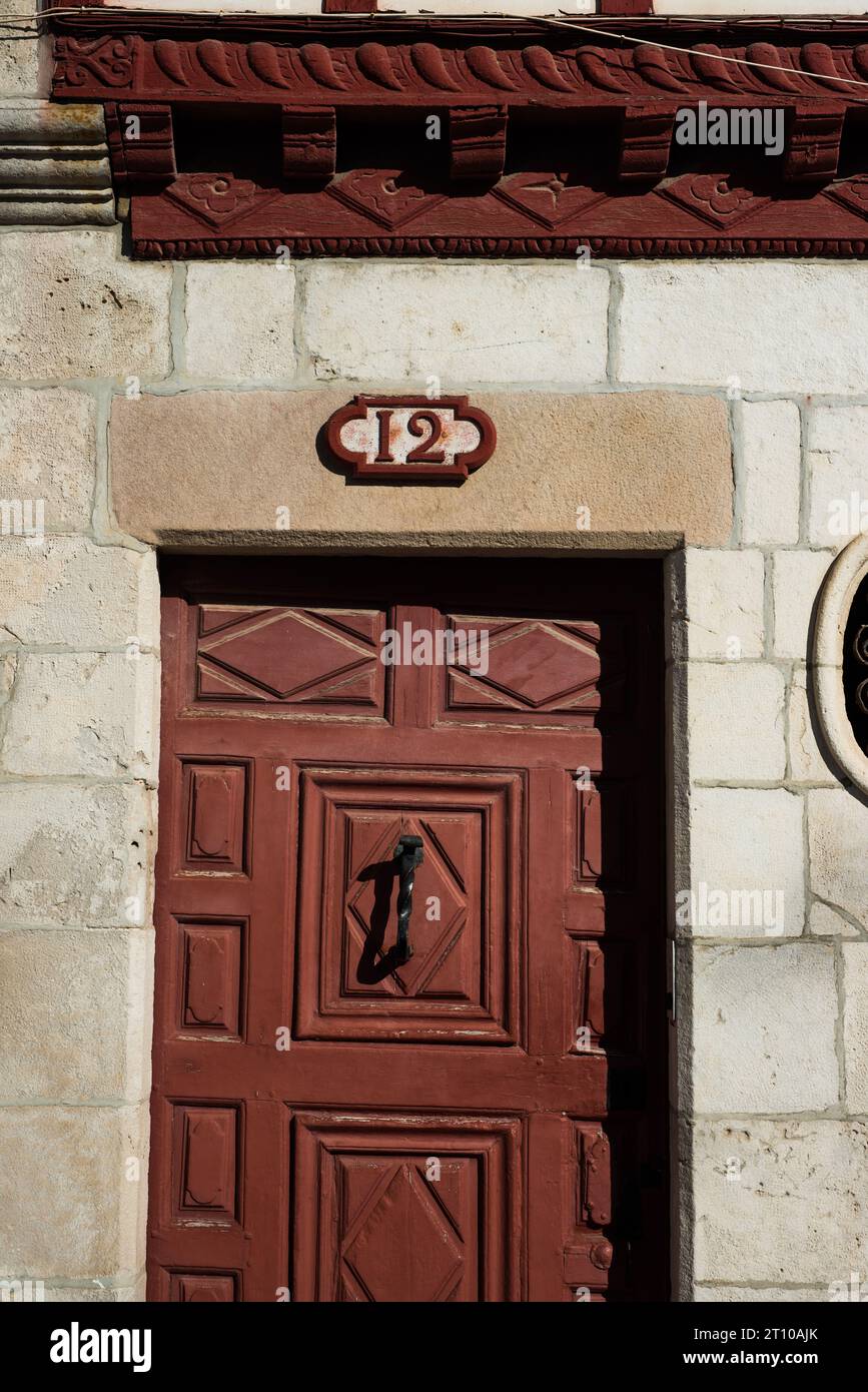 Door detail, Saint Jean de Luz, Cote des Basques, France Stock Photo