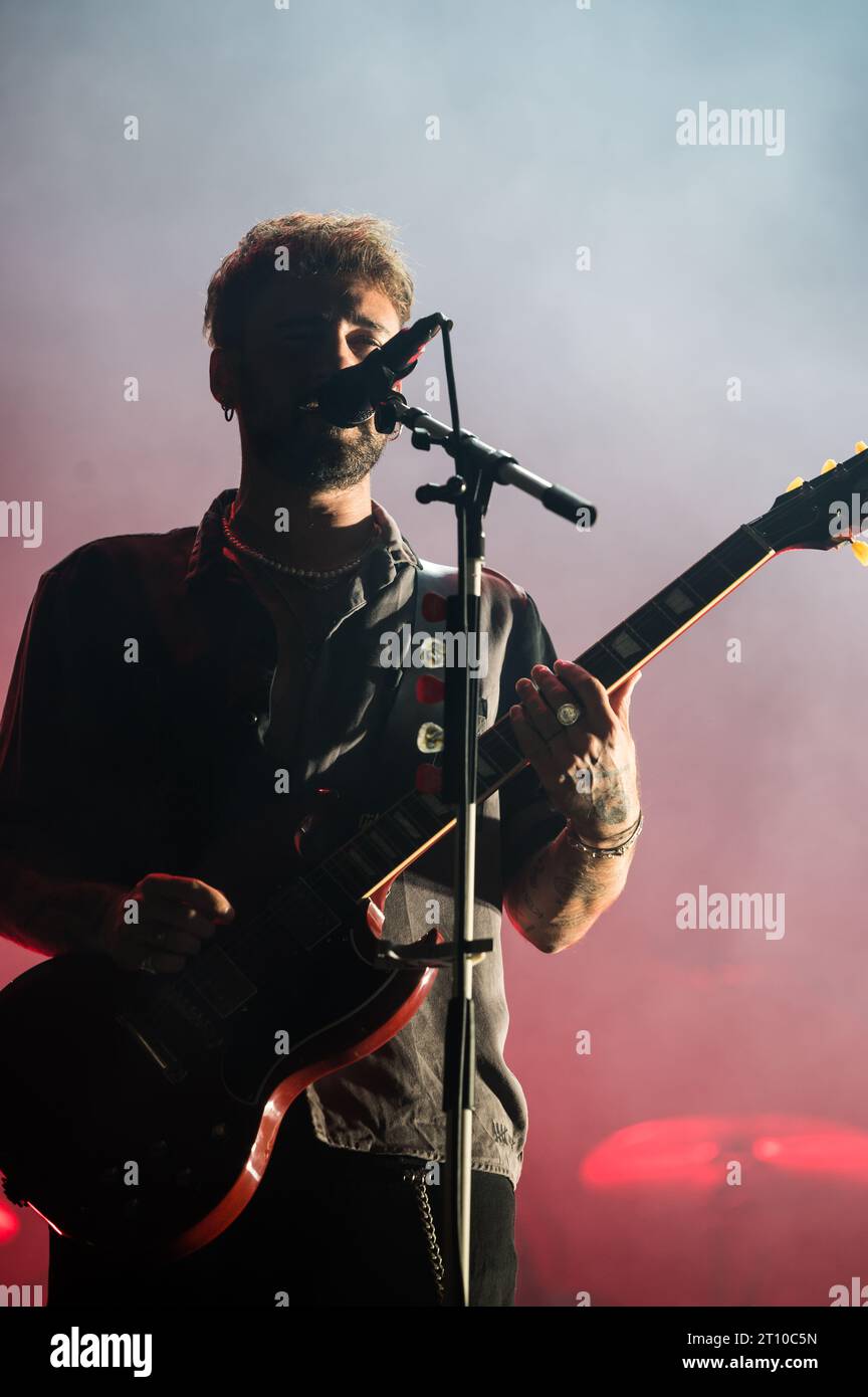 Fotografías del concierto de Dani Fernández en el marco de las Fiestas del Pilar 2023 de Zaragoza, tras pregón de las fiestas, en la Plaza del Pilar Stock Photo