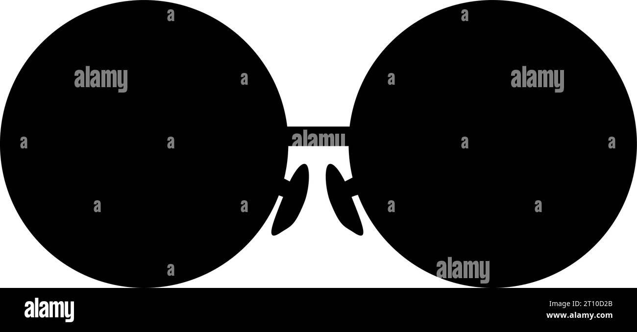 Shape of round detective glasses. Health and vision protection. Contour eye protection accessory icon. Simple black and white silhouette vector icon i Stock Vector