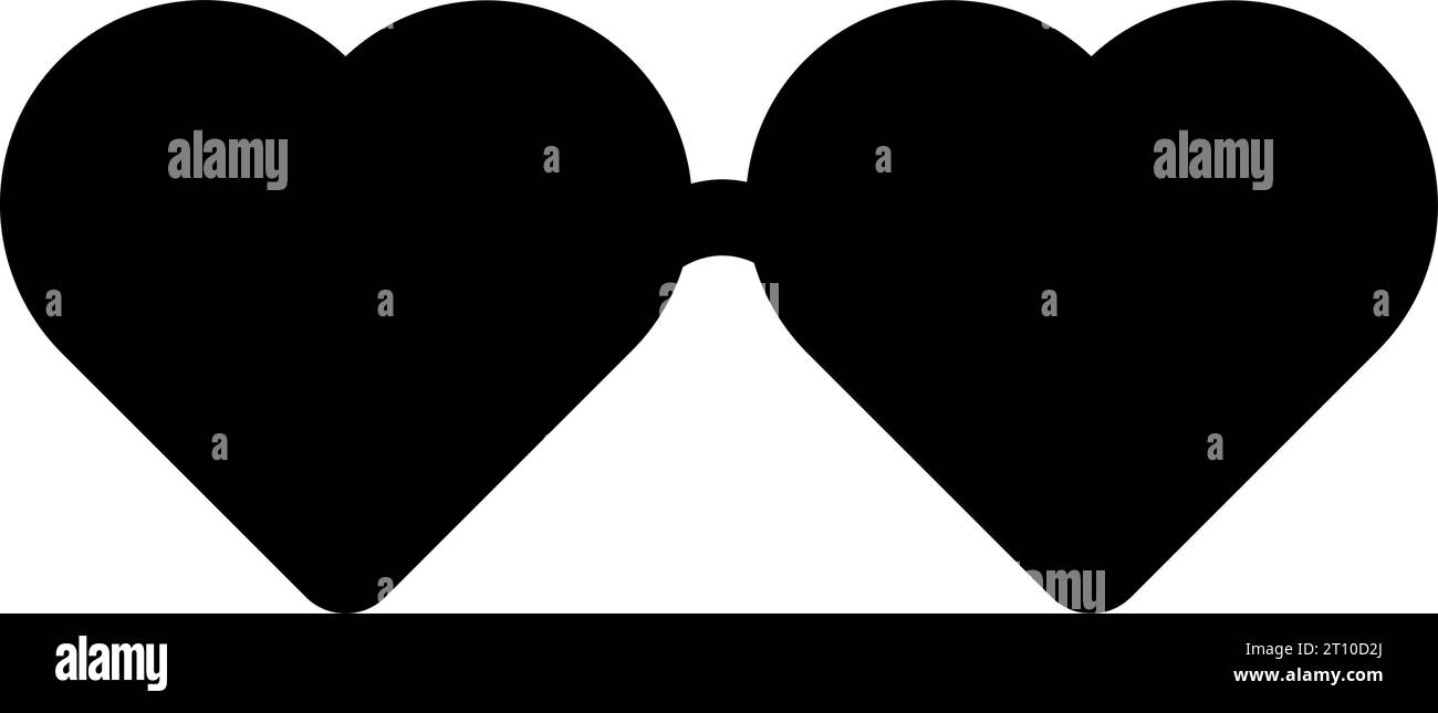 Shape of Heart shaped romantic glasses. Health and vision protection. Contour eye protection accessory icon. Simple black and white silhouette vector Stock Vector