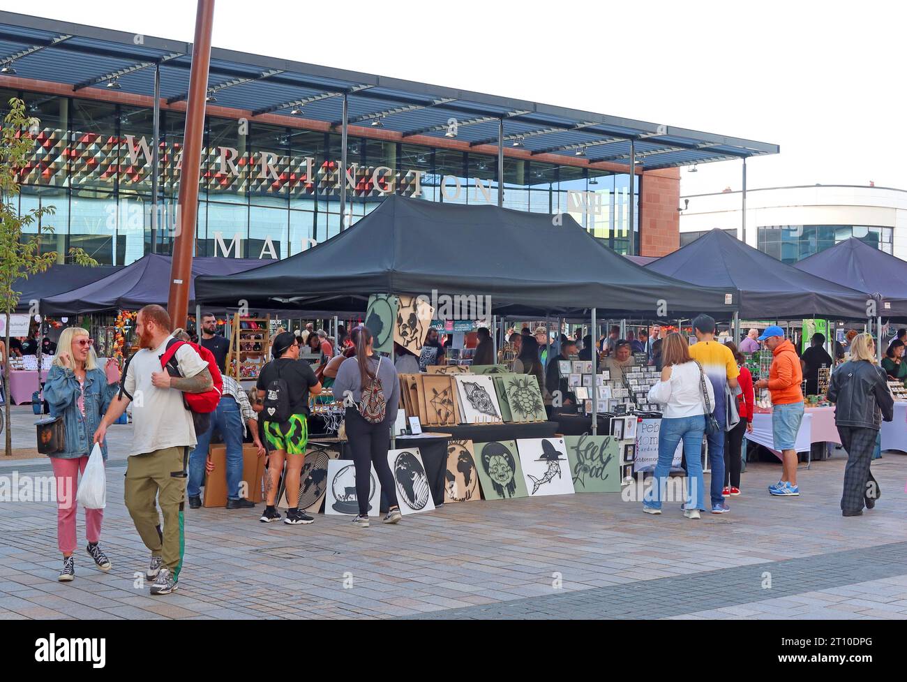 Warrington town centre makers market, second Sunday each month, held in 2 Time Square, Warrington, Cheshire, England, UK,  WA1 2NT Stock Photo