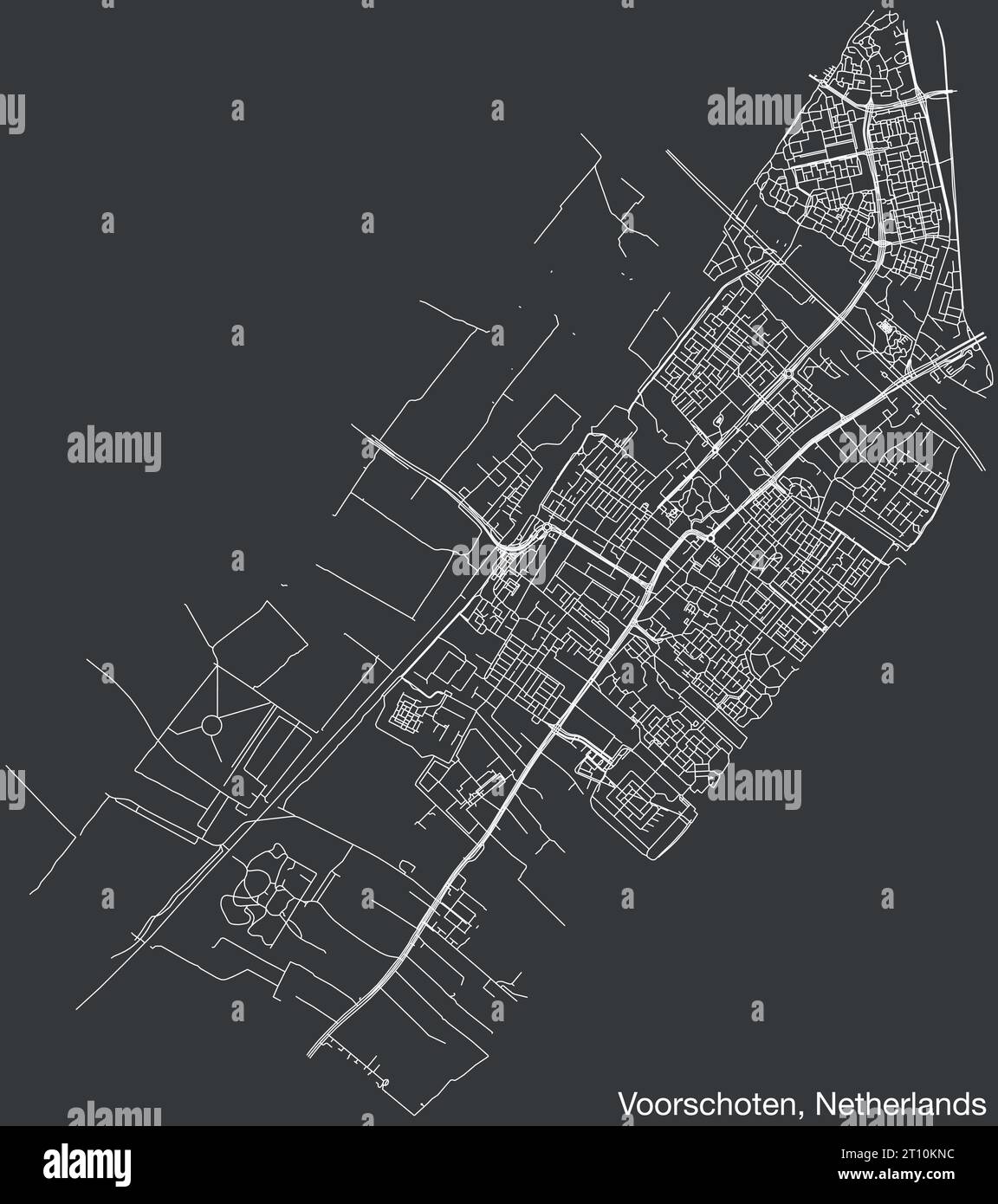 Street roads map of VOORSCHOTEN, NETHERLANDS Stock Vector