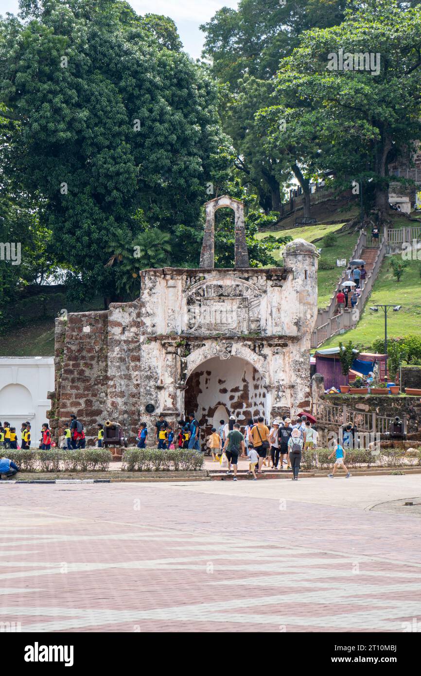A Famosa was a Portuguese fortress built in Malacca, Malaysia, in 1512. The surviving gate of the Portuguese fort in Malacca. Stock Photo