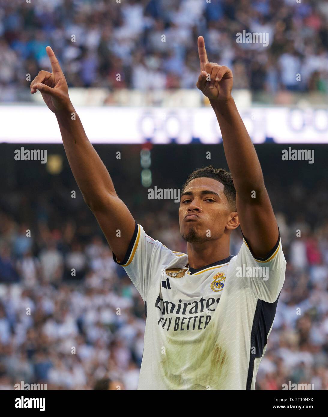Jude Bellingham (ENG), Real Madrid midfielder, celebrating a goal ...