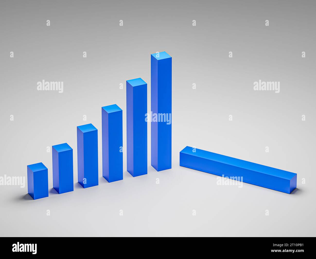 Bankruptcy concept. Picture of falling graph chart symbolizing financial crisis and economic downfall. Business failure and recession illustration. 3d Stock Photo