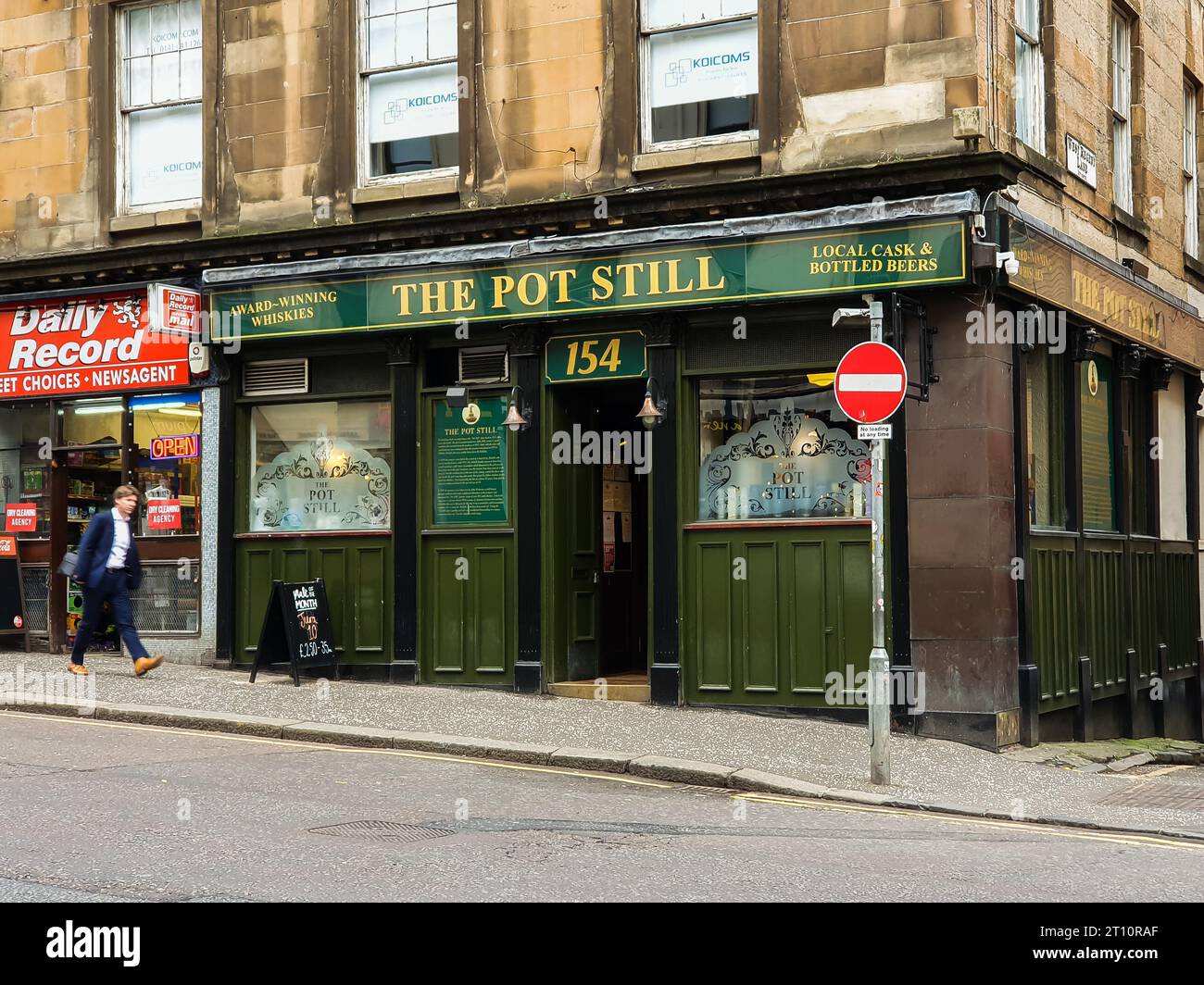 Glasgow, Lanarkshire / Scotland UK – 02 06 2020: The Pot Still Whisky Bar / Pub Glasgow, specialists in whisky who take pride in finding the customer' Stock Photo
