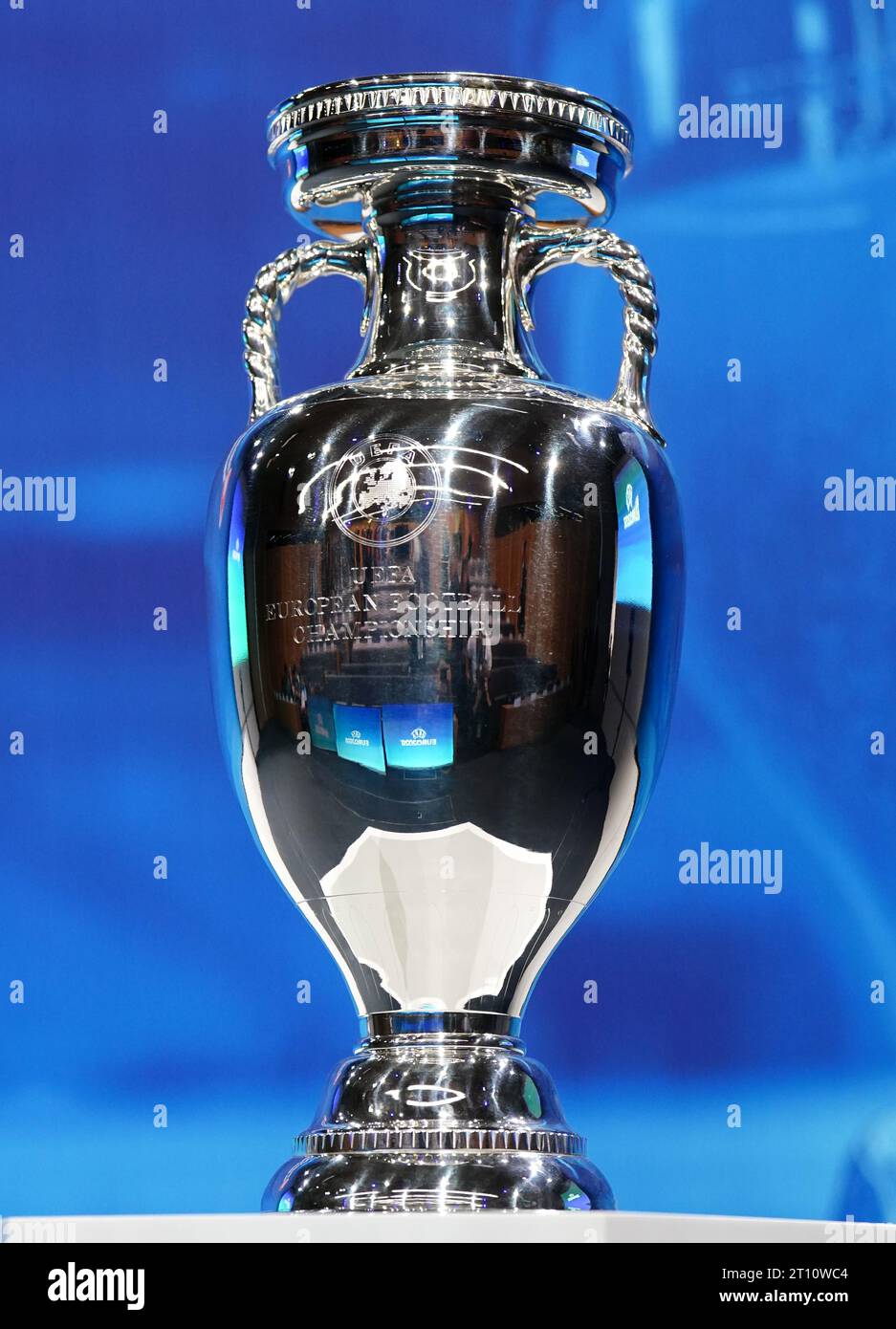 A general view of the European Championship trophy during the Euro 2028 ...