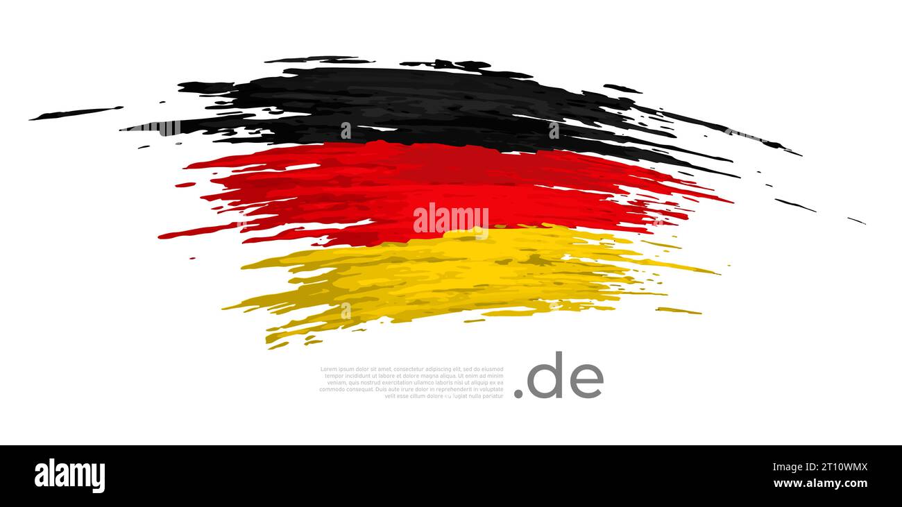 German flag brush strokes. Stripes in colors of flag of germany on a white background. Vector national poster design, template with place for text Stock Vector
