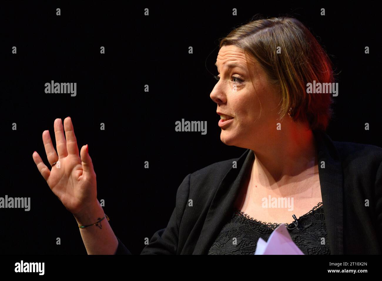 London, UK. 10 October 2023. Jess Phillips MPspeaks during the Labour
