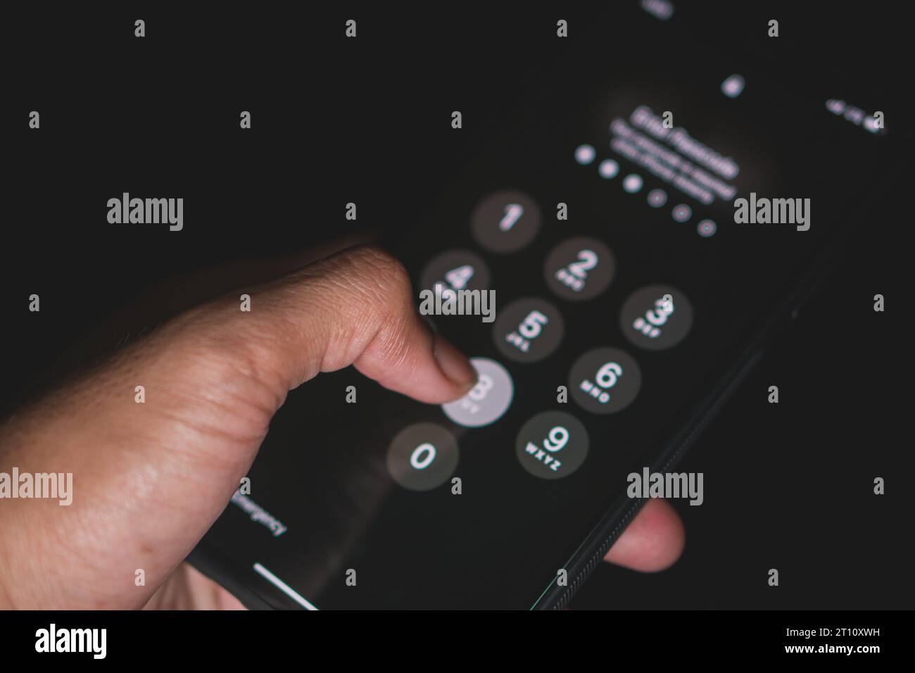 password for log-in on the screen of a cell phone - cyber security concept Stock Photo