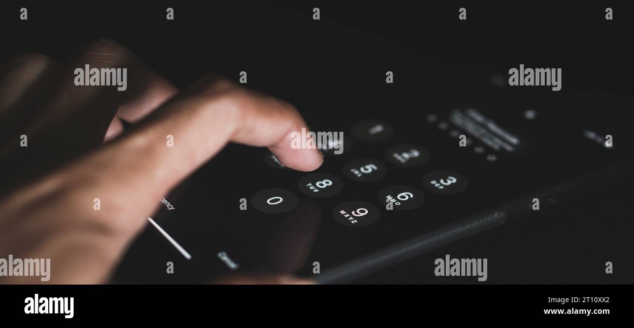 password for log-in on the screen of a cell phone - cyber security concept Stock Photo