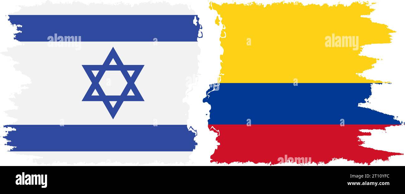 Colombia and Israel grunge flags connection, vector Stock Vector