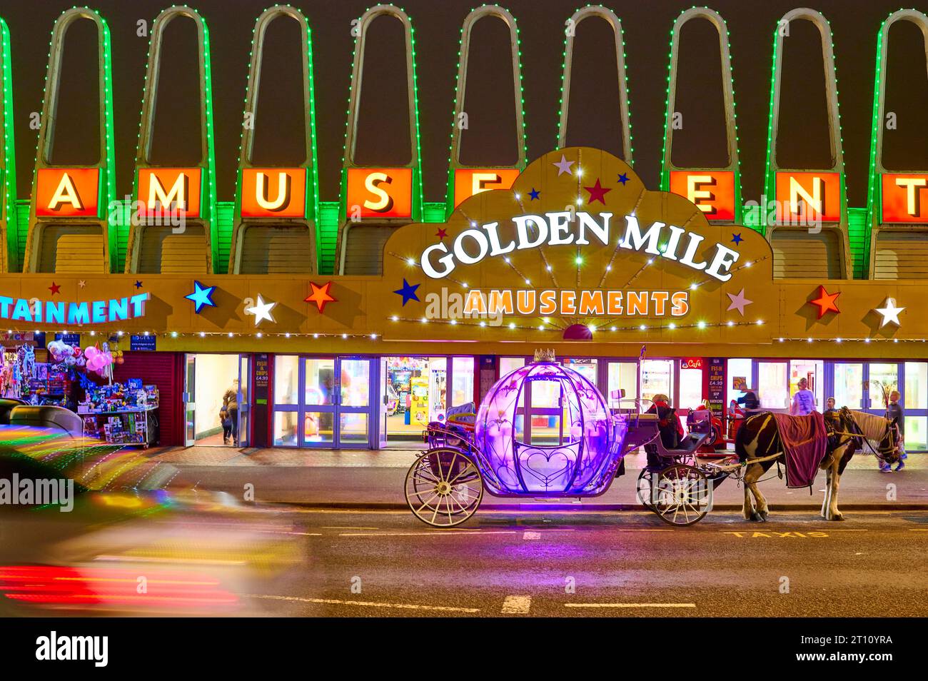 Princess's coach parked infront of the Golden Mile centre during the  annual illuminations Stock Photo
