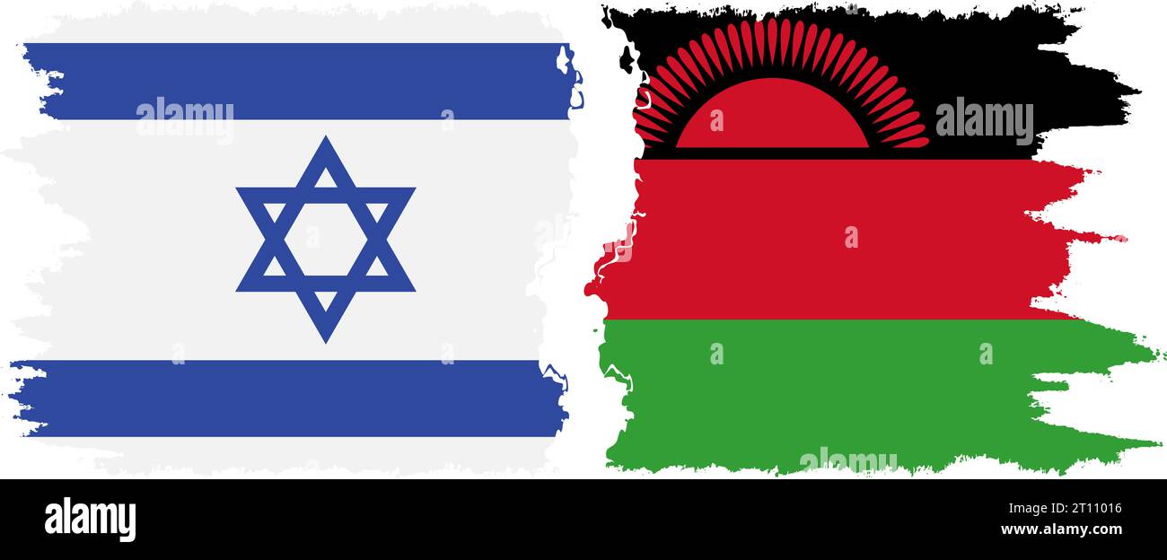 Malawi and Israel grunge flags connection, vector Stock Vector Image