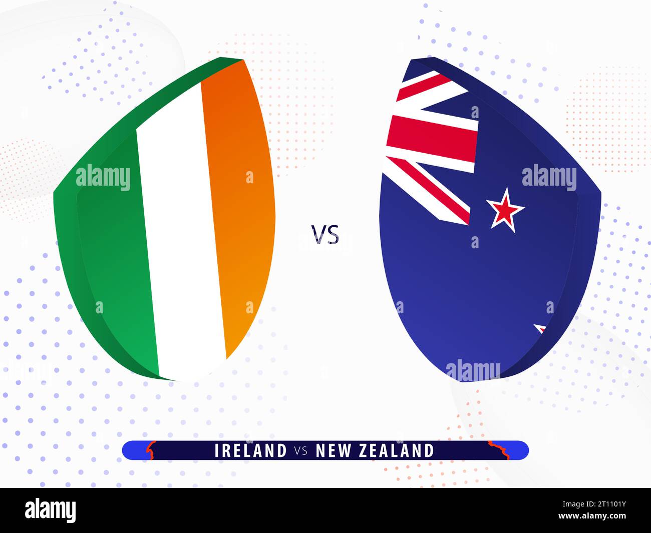 Ireland vs New Zealand quarterfinal rugby match, international rugby competition 2023. Template