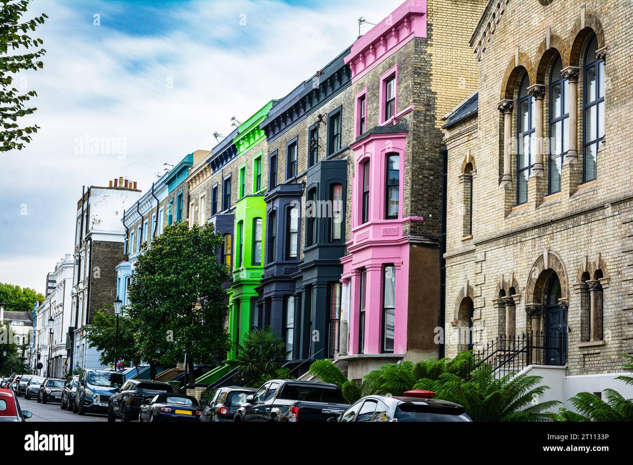 London,England,United Kingdom - September 4, 2022 : View of colorful houses at Portobello Road Stock Photo