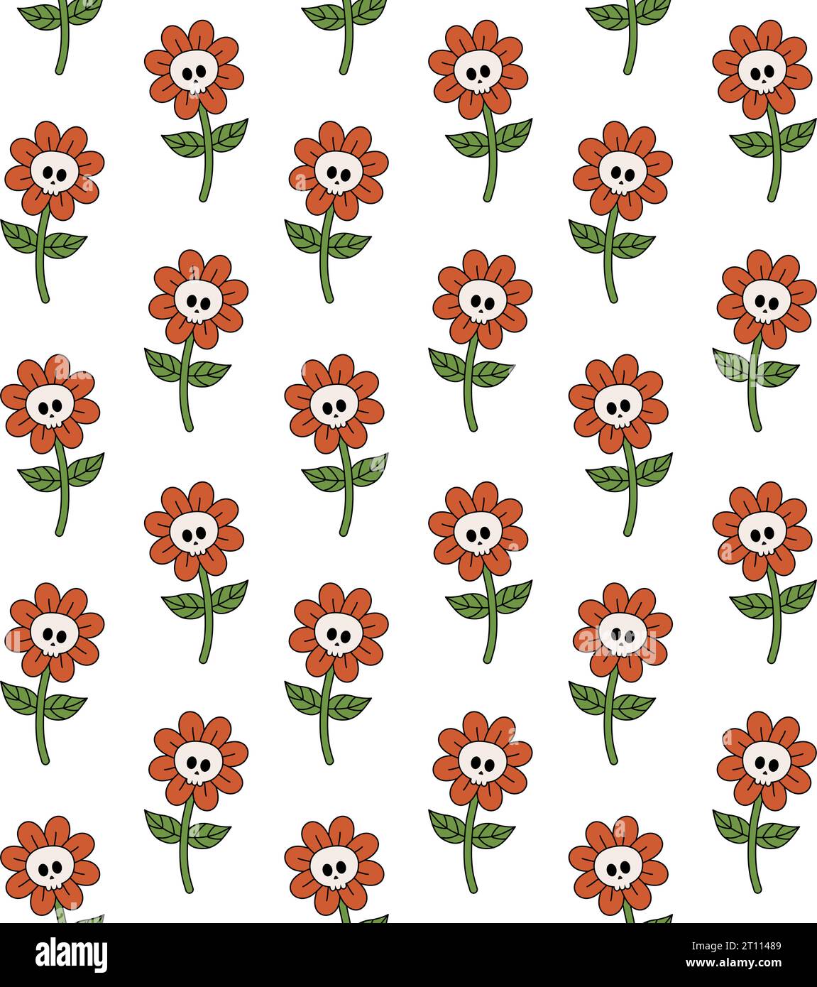 Vector seamless pattern of flower with skull Stock Vector Image & Art ...