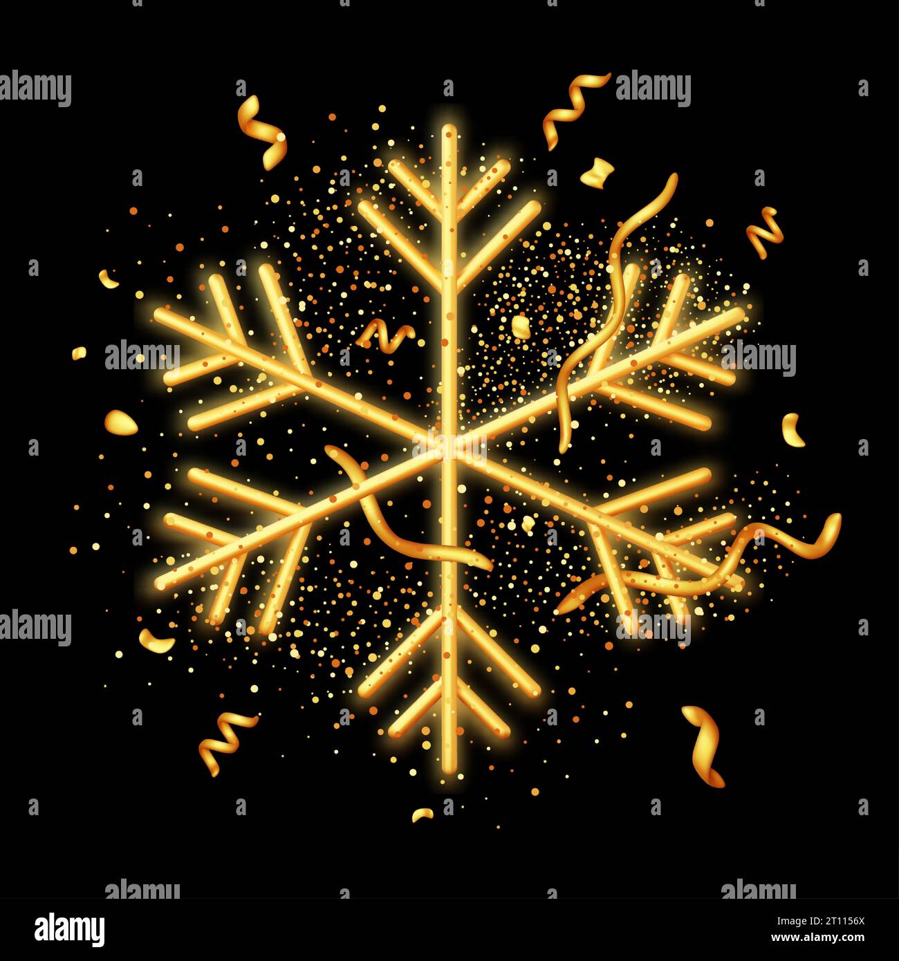 3D Sparkling Golden Snowflake with Glitter Texture Stock Vector Image ...