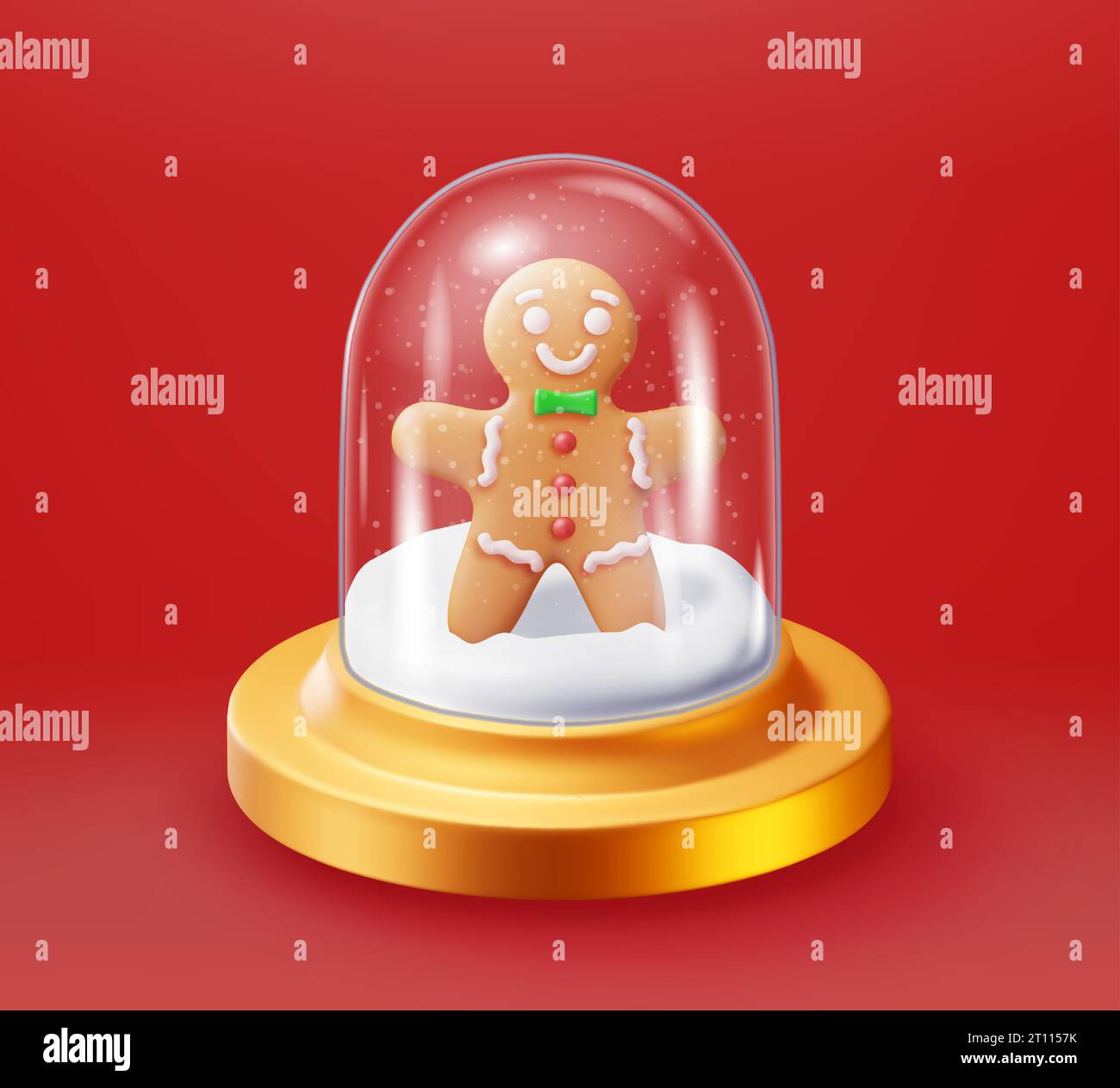 3D Glass Christmas Snow Globe with Gingerbread Man Stock Vector Image ...