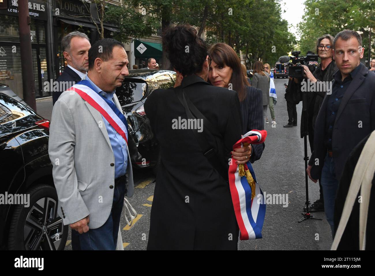 Mayor of France Anne Hidalgo joins supports of the Israeli people after an appeal from the Representative Council of Jewish Institutions of France (Crif) between Place Victor Hugo and Place du Trocadero in Paris, France on Oct. 9, 2023. (Pgoto by Lionel Urman/Sipa USA) Stock Photo