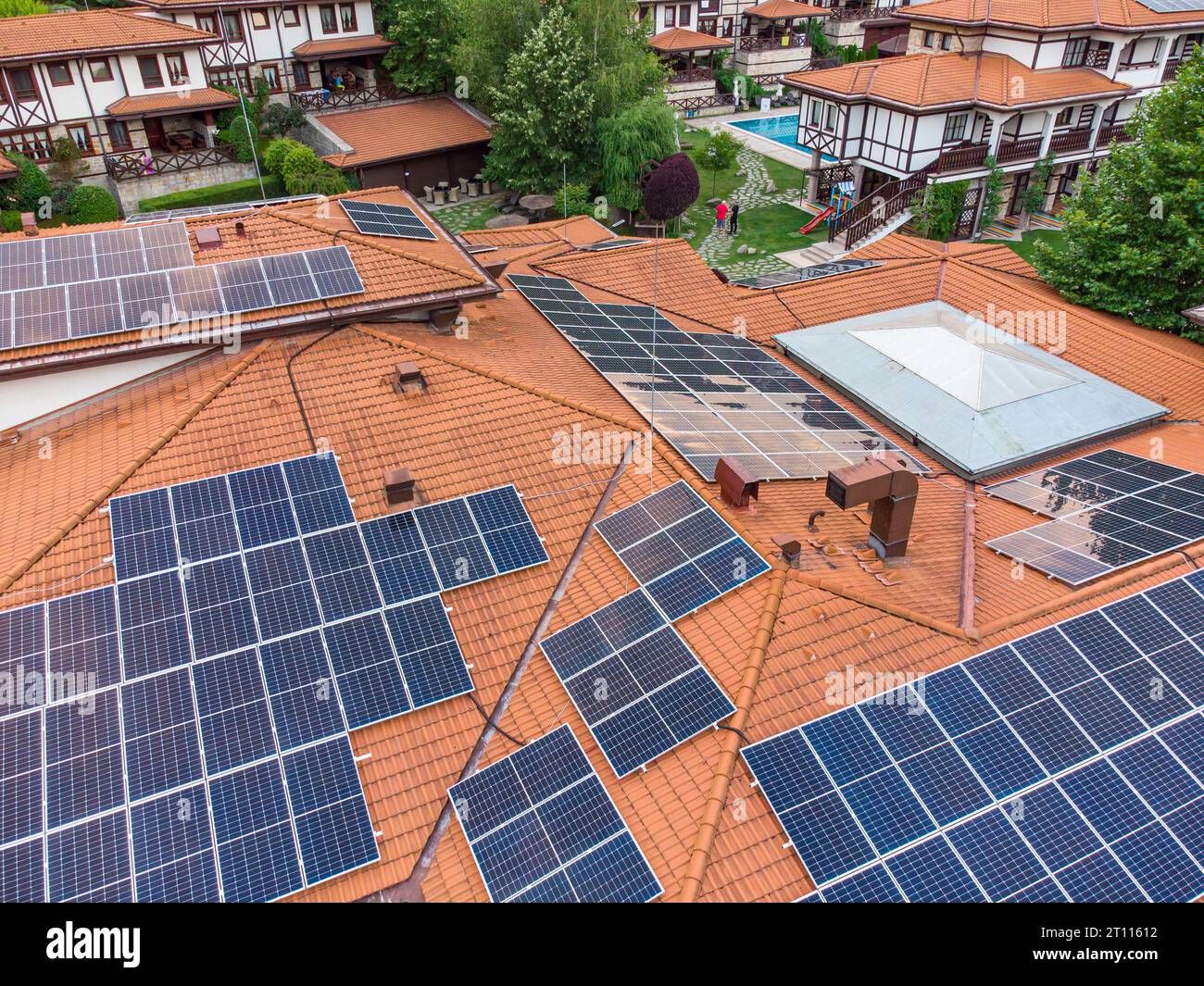 Photo inspiration: Luxury Hotel With Solar Panels On The Roof Aerial Top Photo Inspiration