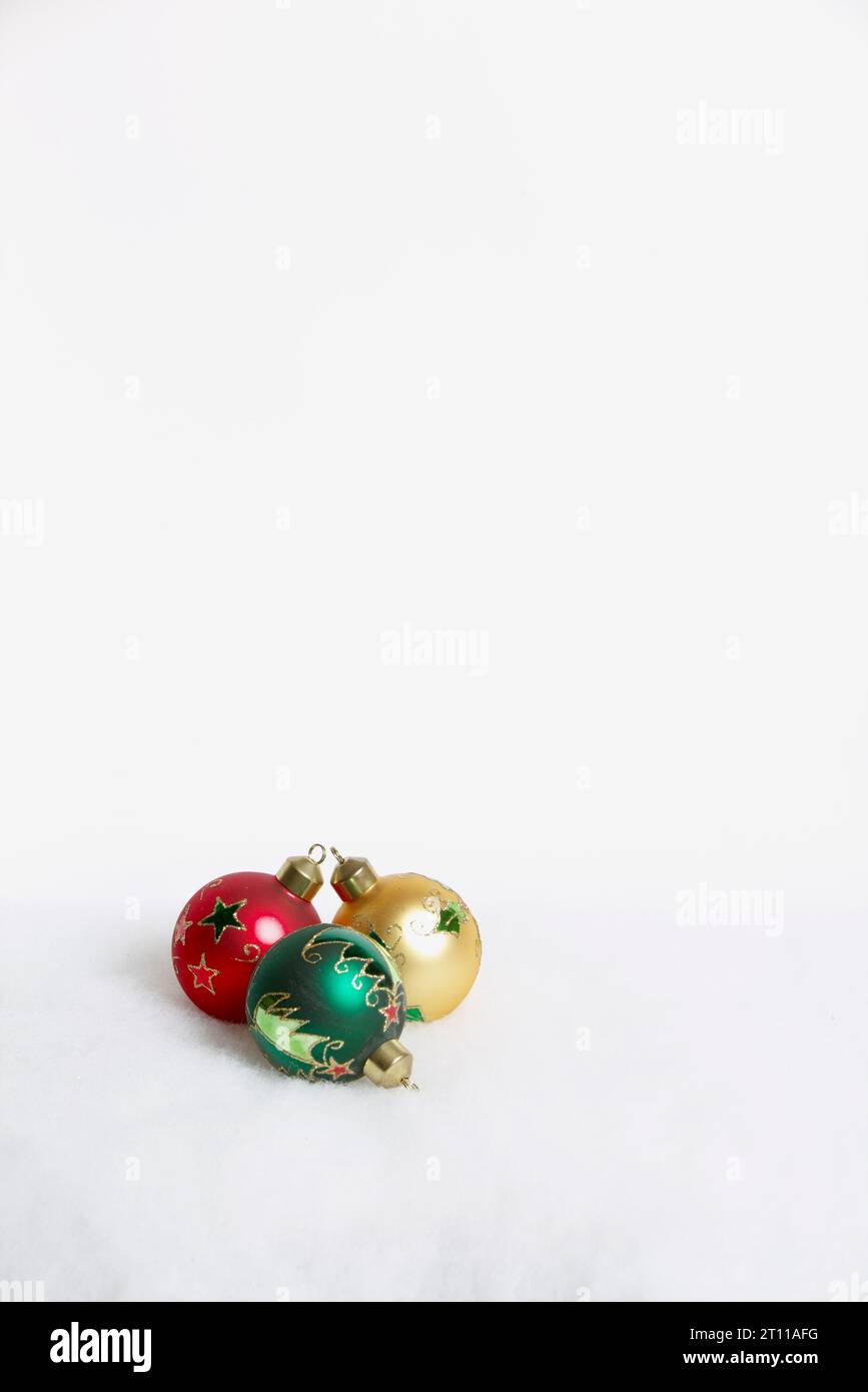 Xmas baubles on a white background Stock Photo