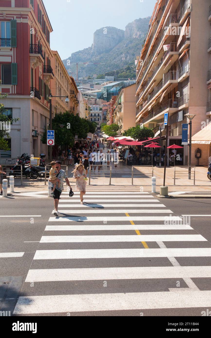 Pedestrian Zebra crossing over across Boulevard Albert 1er Monaco the road that hosts the start finish line of the Grand Prix racing circuit. 135 Stock Photo Alamy