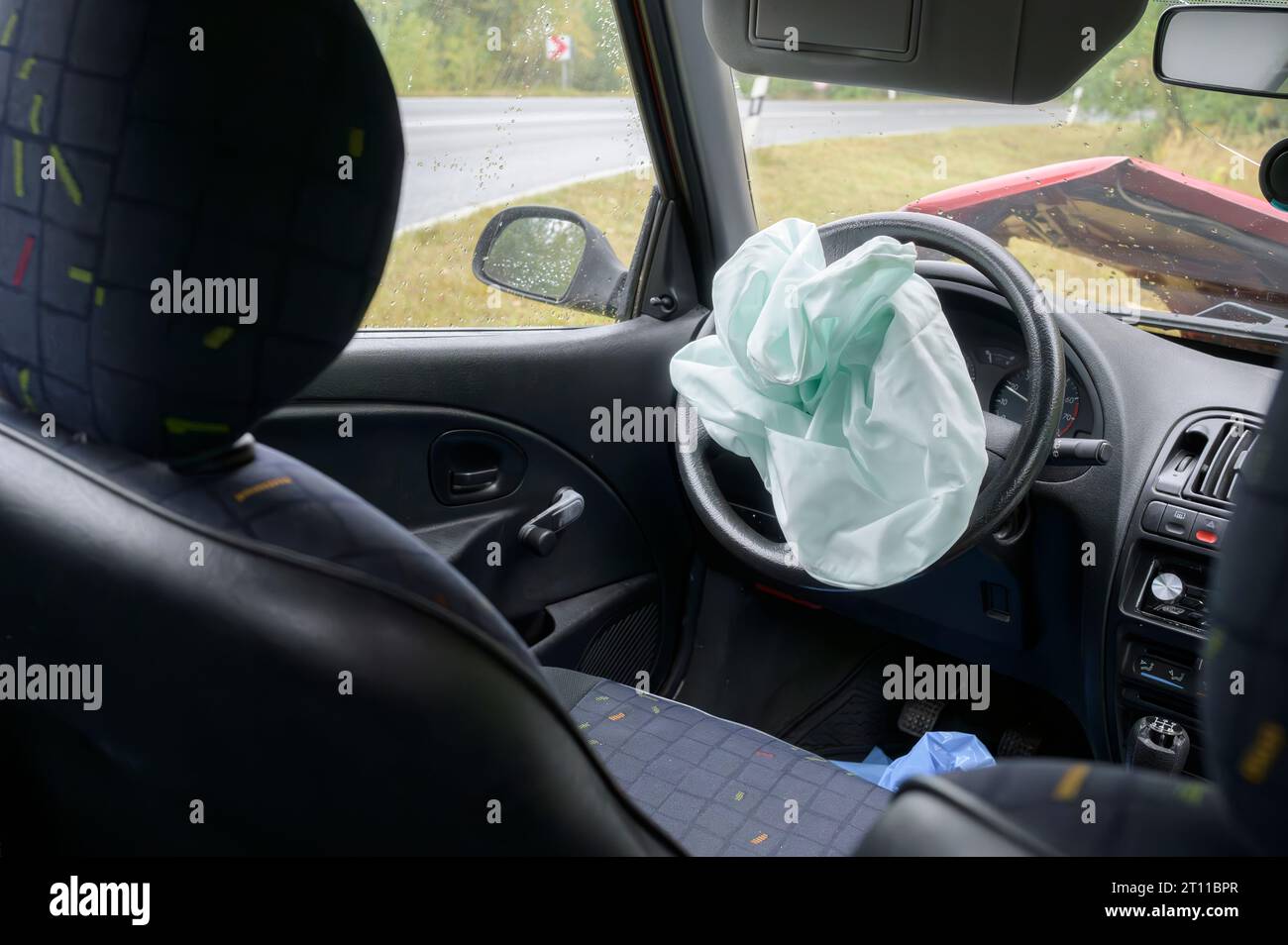 In an accident the airbag has deployed Stock Photo Alamy