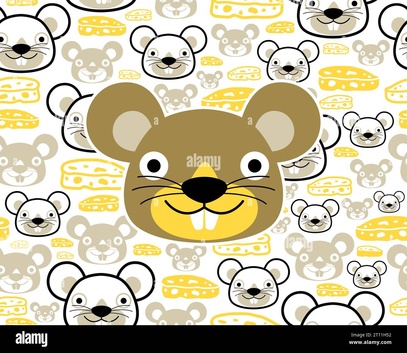 Seamless pattern vector with funny mouse cartoon with cheese Stock Vector
