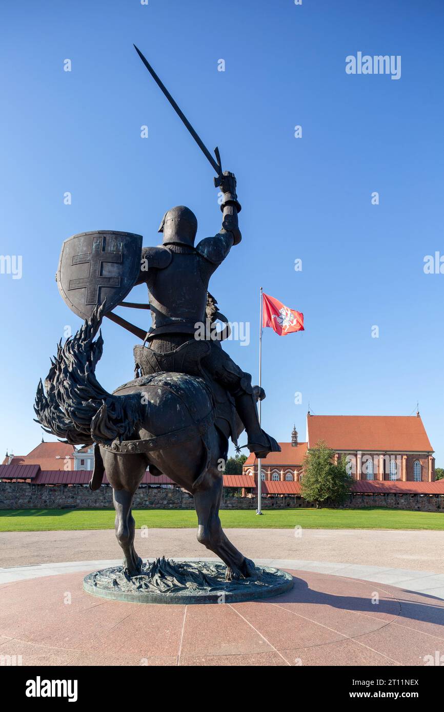 Kaunas, Lithuania AUGUST 16, 2023. The Statue Warrior of Freedom, from the back Stock Photo