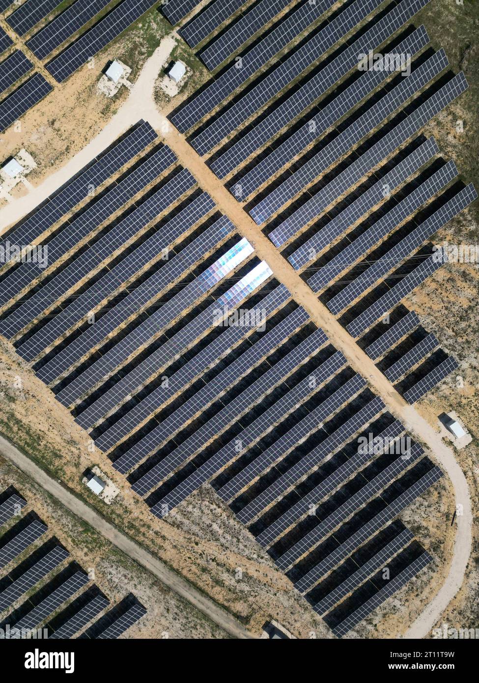 Solar panels on a photovoltaic power station Stock Photo