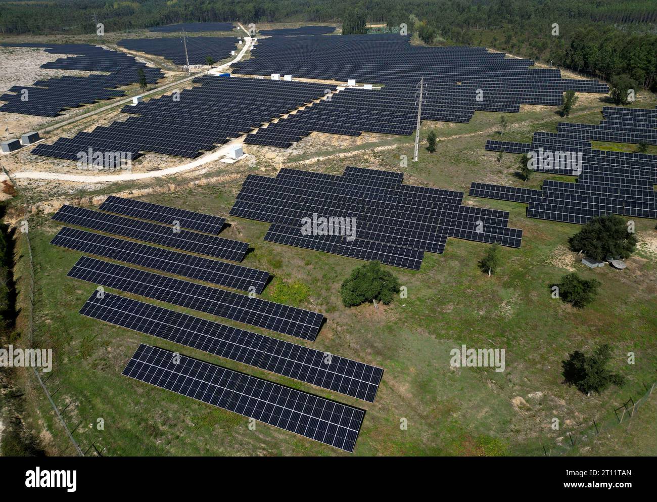Solar panels on a photovoltaic power station Stock Photo