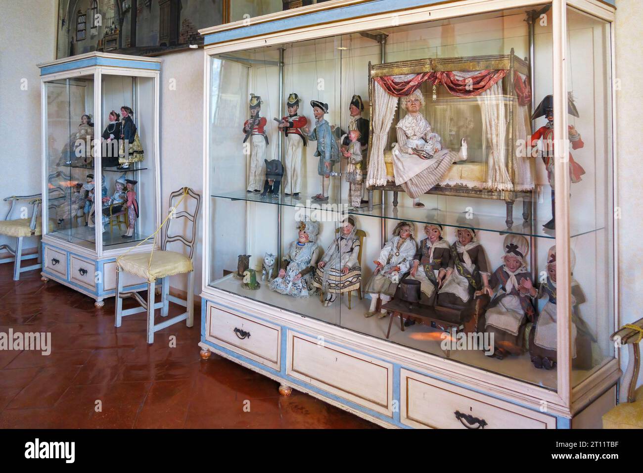 Marionettes on display at the Palazzo Borromeo palace, Isola Bella, Lake Maggiore, Lombardy, Italy, Europe Stock Photo