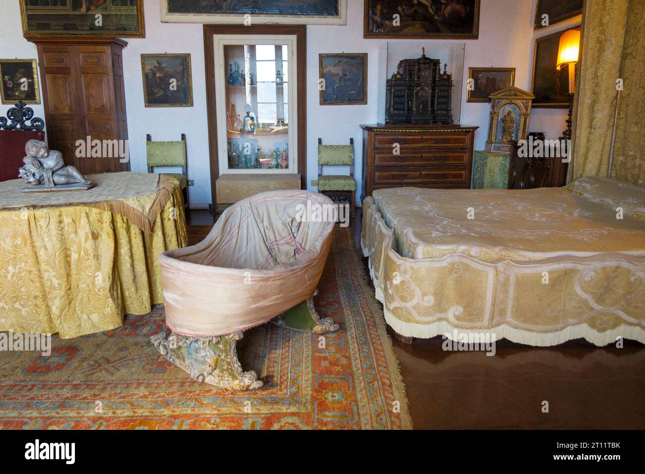 Palazzo Borromeo palace interior at Isola Bella, Lake Maggiore, Lombardy, Italy, Europe Stock Photo